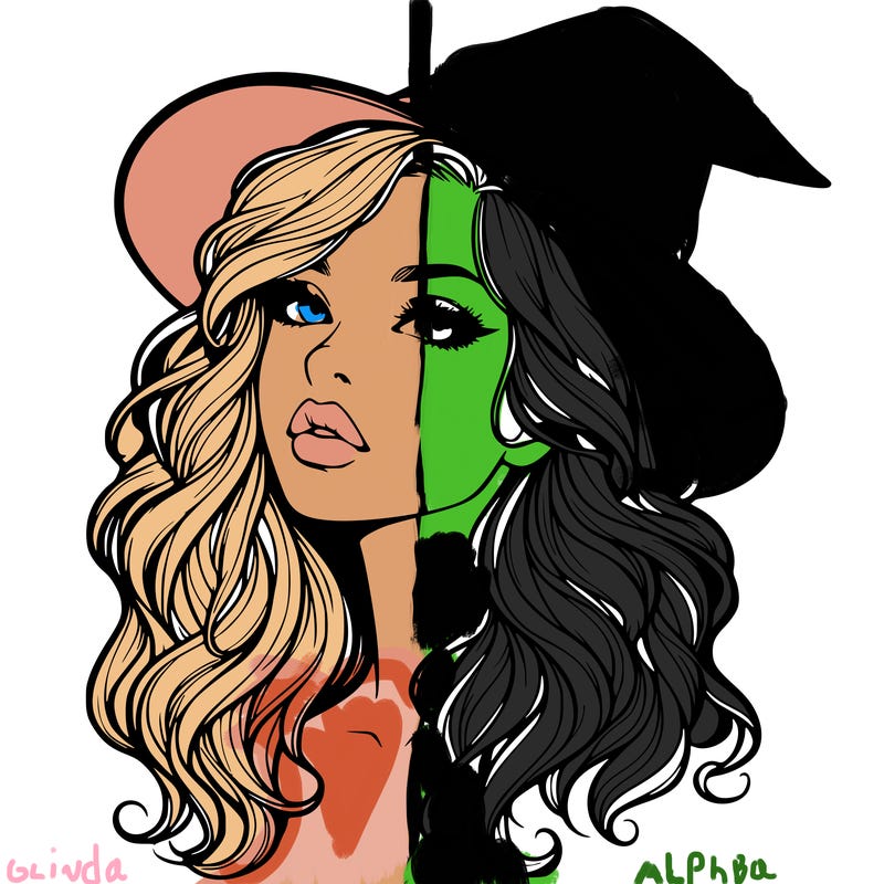 realistic witch girl with wavy hair and lips