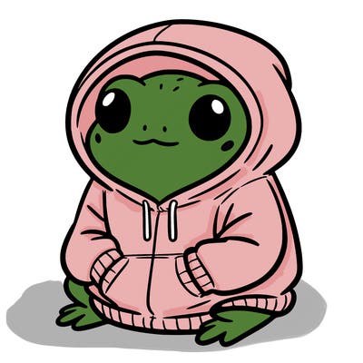 frog in a frog hoodie