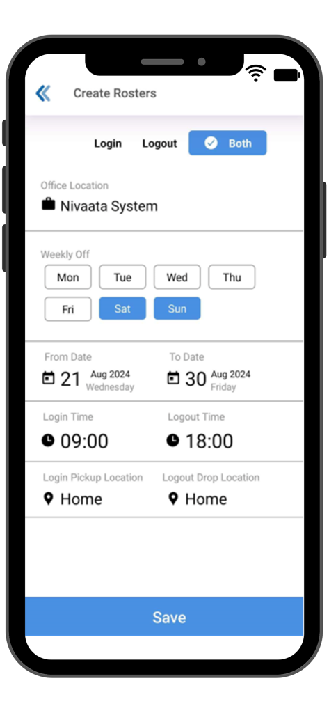 Routematic app interface for creating a commuting roster and scheduling work trips