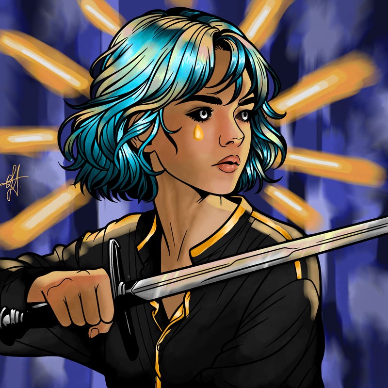 realistic girl with a sword