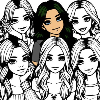 a group of girls realistic