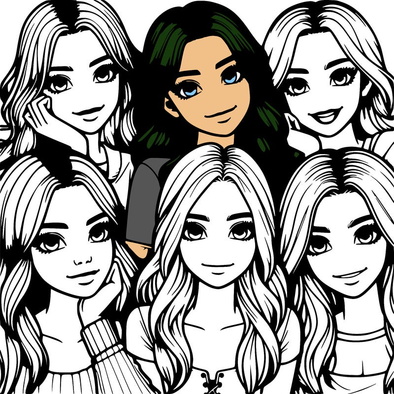 a group of girls realistic