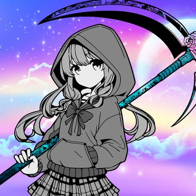 anime girl hoodie scythe hooded