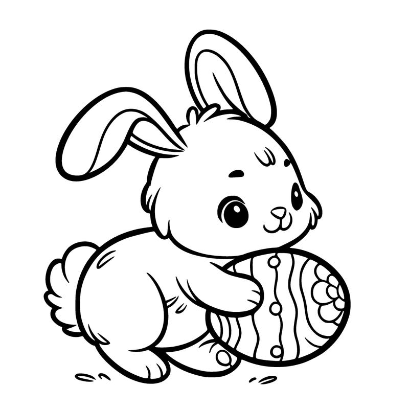 rabbit carrying an easter egg