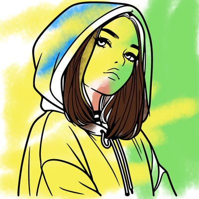 a realistic girl in a hoodie