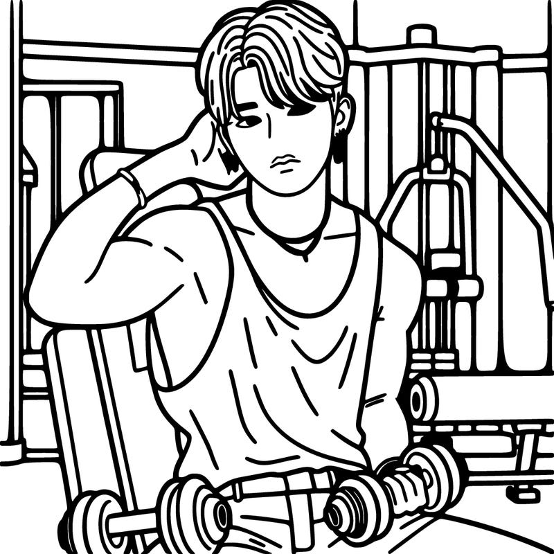 k-pop man at the gym