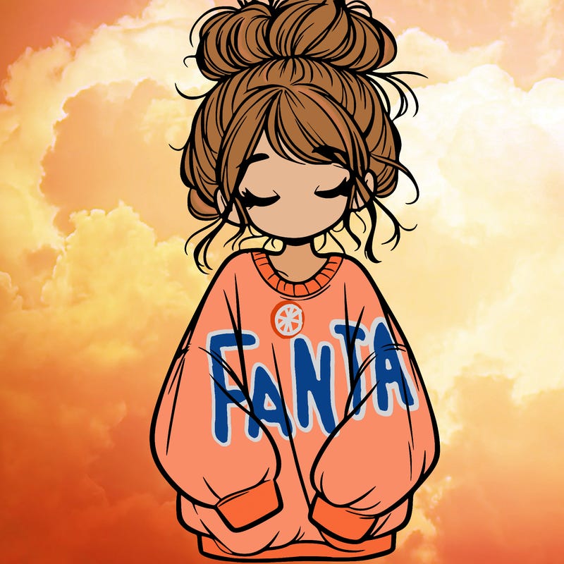 girl with baggy sweatshirt and messy bun