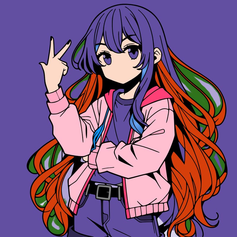 one anime girl with long hair and a cool pose