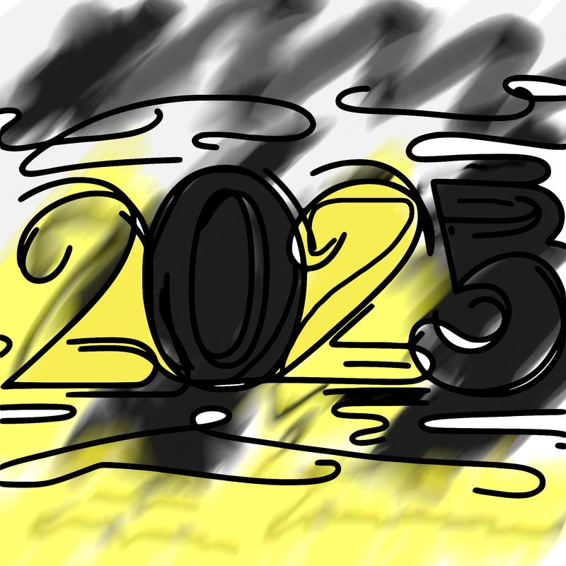 one line scrawled numbers sketch design “2025”