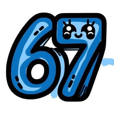 the numbers 67