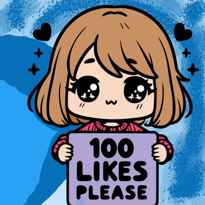 cute girl holding a sign saying 100 likes please