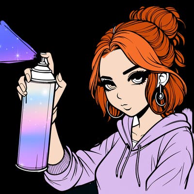 a realistic girl spray painting