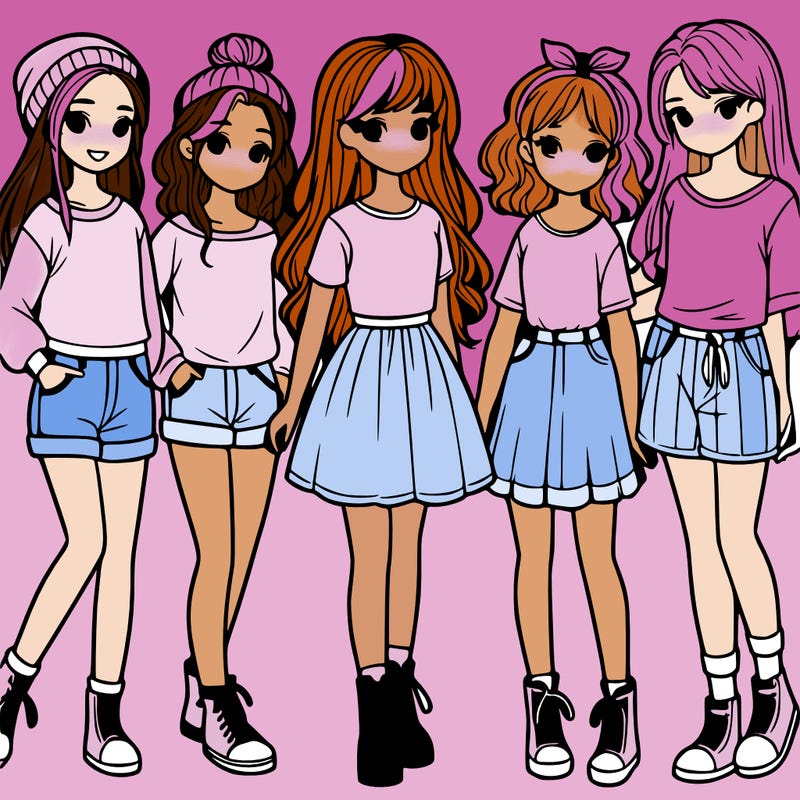 a group of five girls
