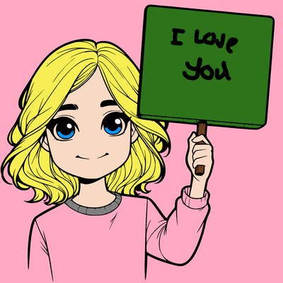 realistic girl holding up a sign