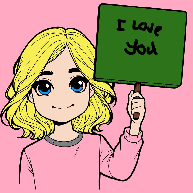 realistic girl holding up a sign