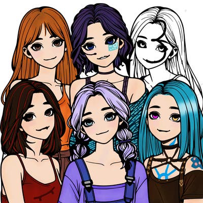 a group of girls realistic