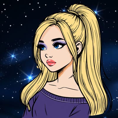 realistic girl with a high ponytail