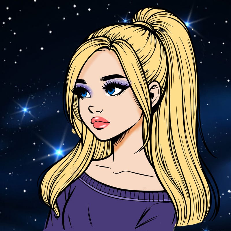 realistic girl with a high ponytail