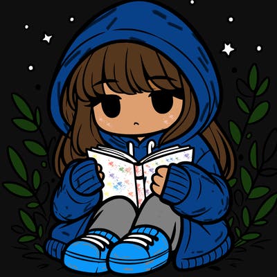 girl in oversized hoodie reading a book
