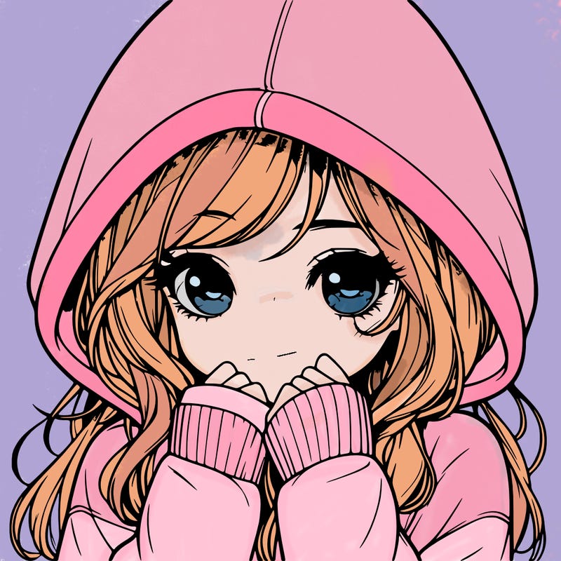 realistic shy girl with hoodie