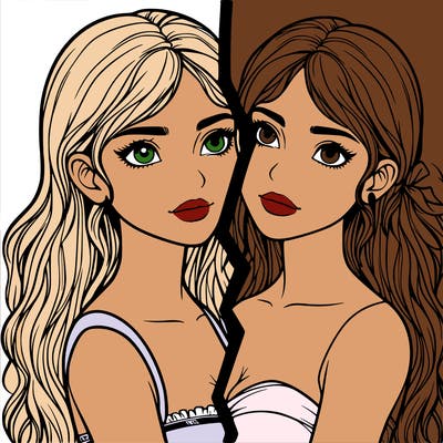 split realistic girl