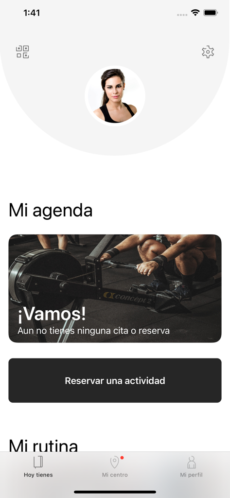Painel do usuário do aplicativo VIAAQUA mostrando a seção de agenda e um botão para reservar atividades