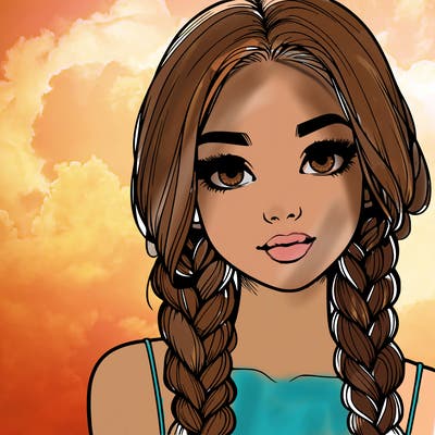 realistic girl with braids