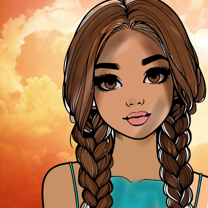 realistic girl with braids