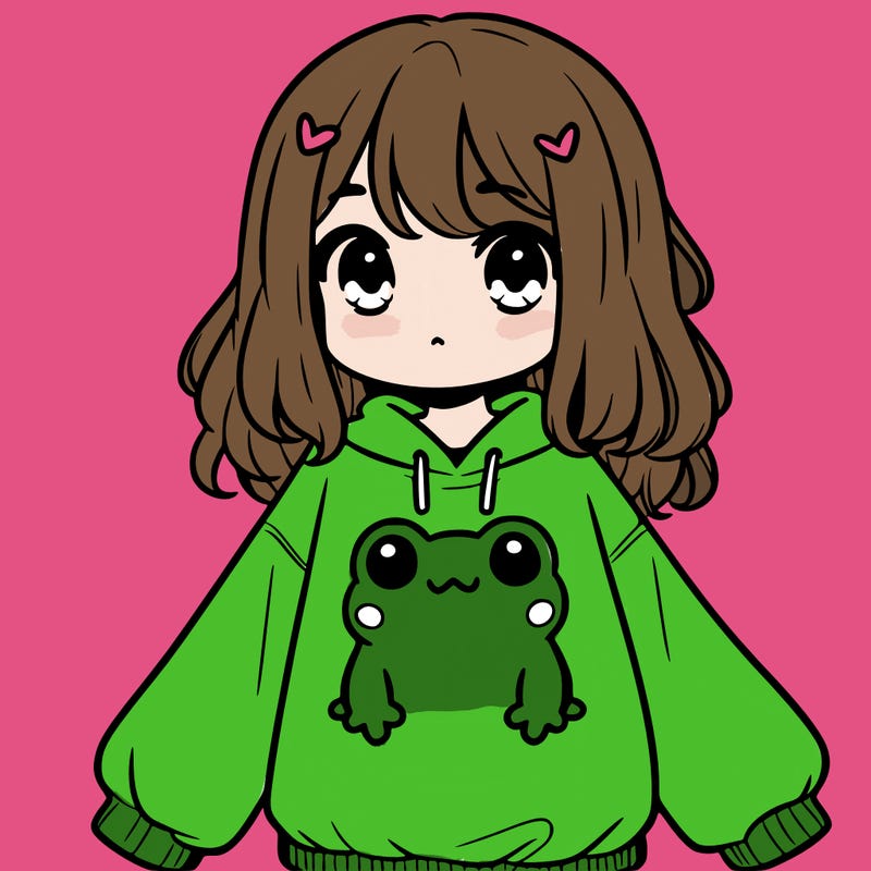 girl wearing frogging sweatshirt