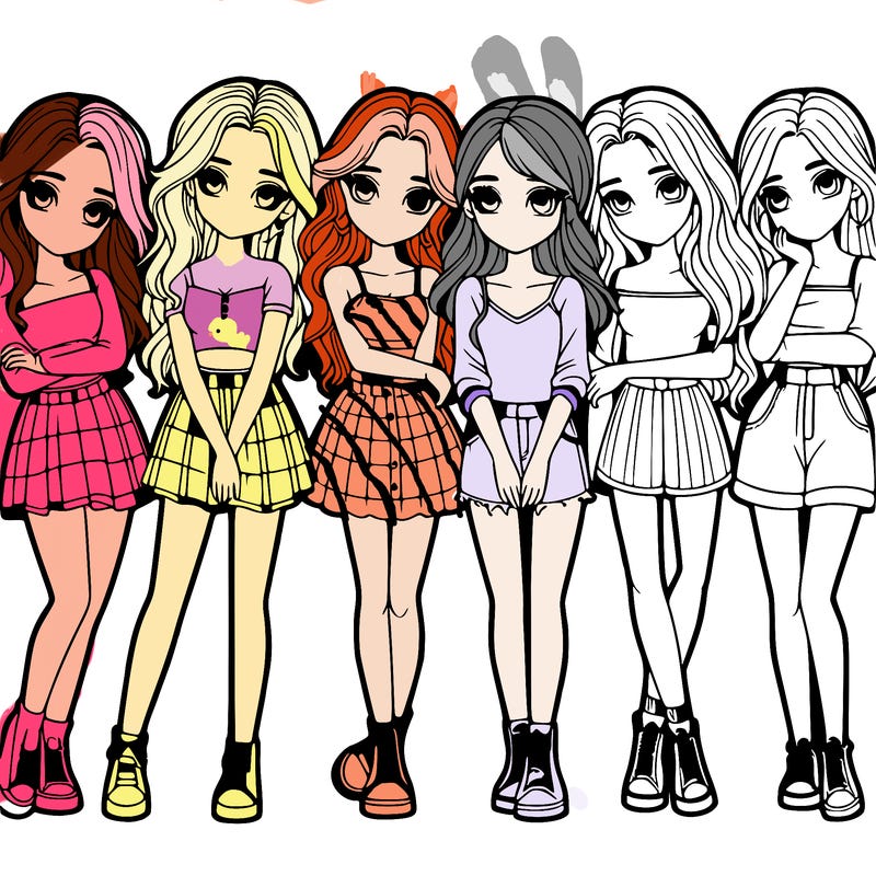 a group of girls realistic