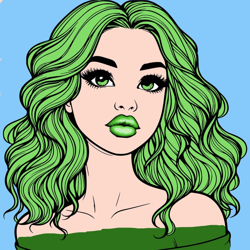 realistic girl with wavy hair and lips