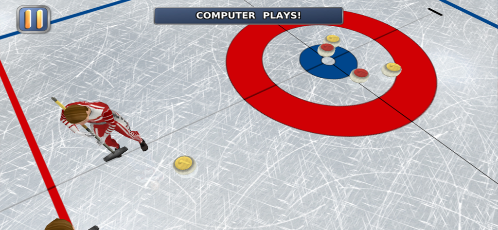 Curling gameplay with 3D graphics in Athletics 2 Winter Sports Pro