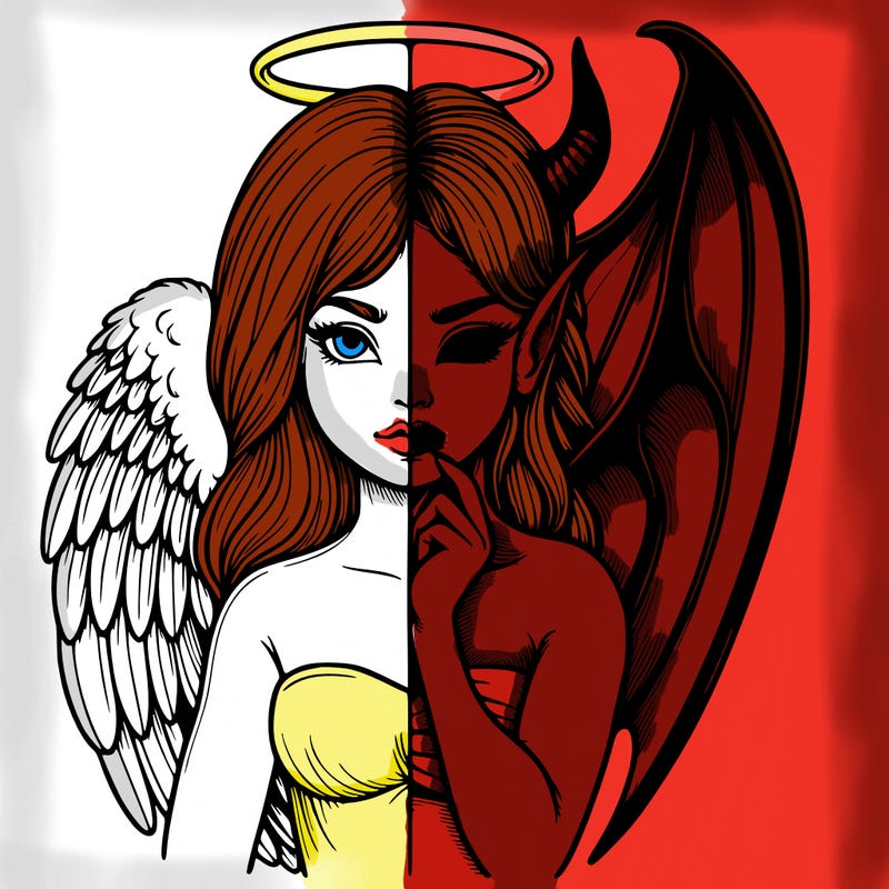 realistic angel half demon