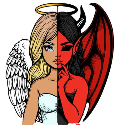 realistic angel half demon