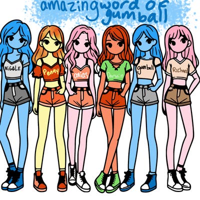 a group of girls wearing crop tops and shorts