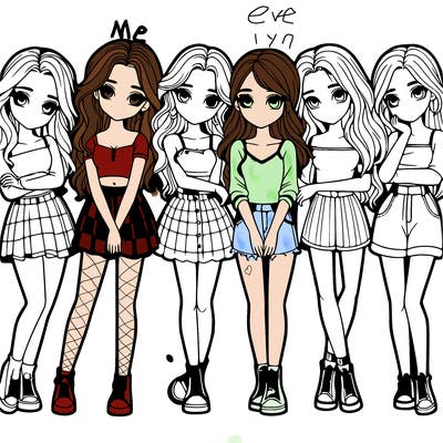 a group of girls realistic