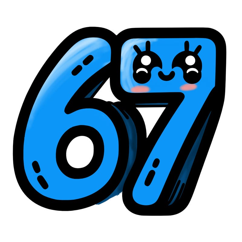 the numbers 67