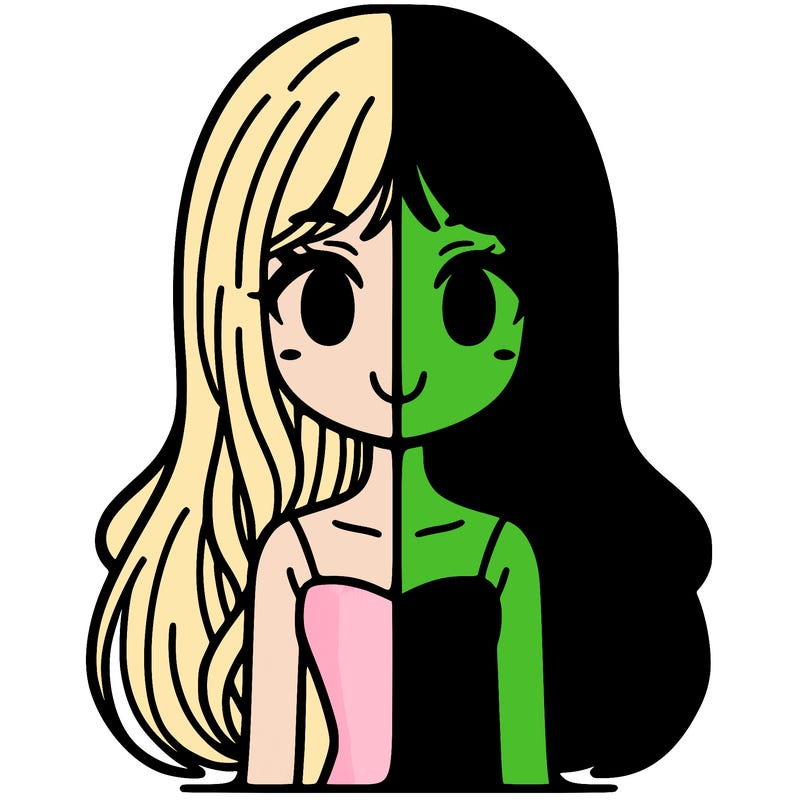 split girl with long hair