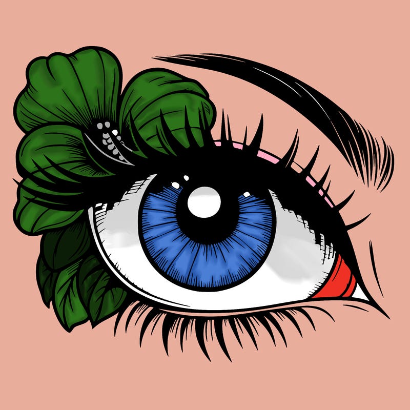 realistic eye with flower