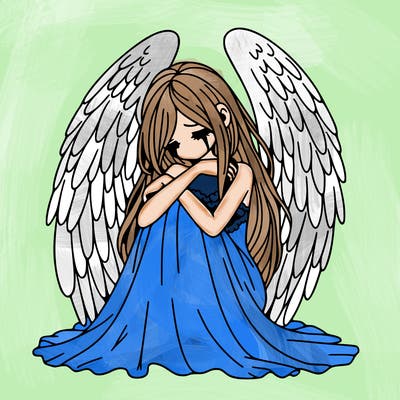 ethereal girl in grief, lonely and heartbroken