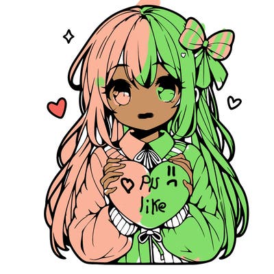 anime girl holding a heart balloon