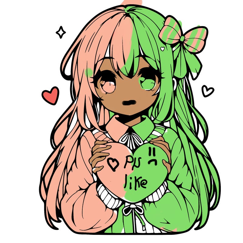 anime girl holding a heart balloon