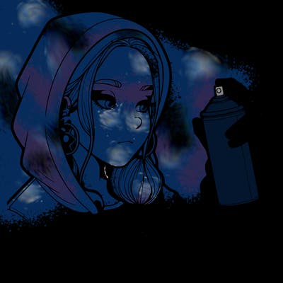 a realistic girl, spray painting