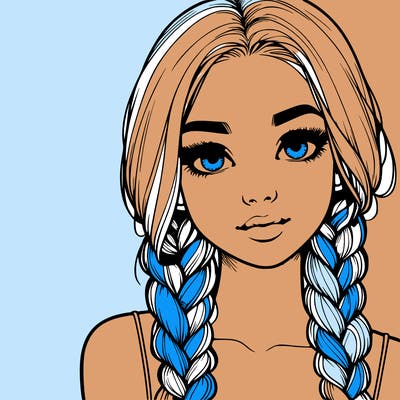 realistic girl with braids