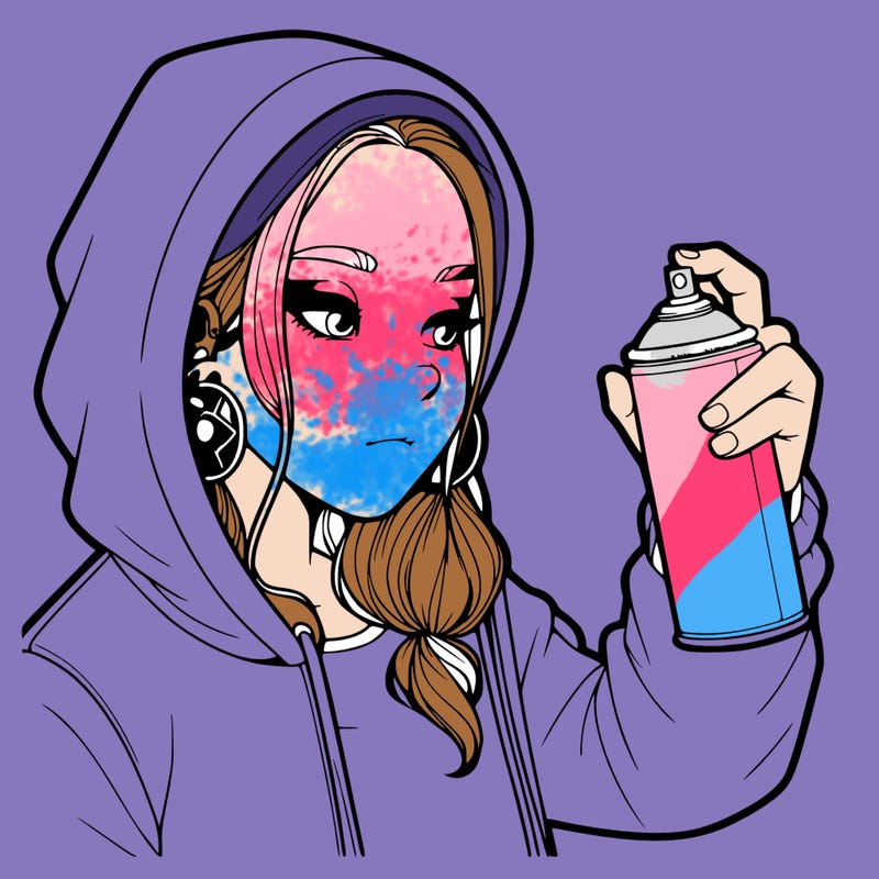 a realistic girl, spray painting