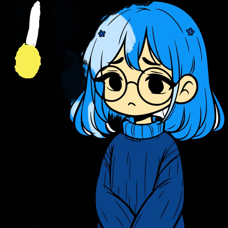 sad girl with glasses in a sweater