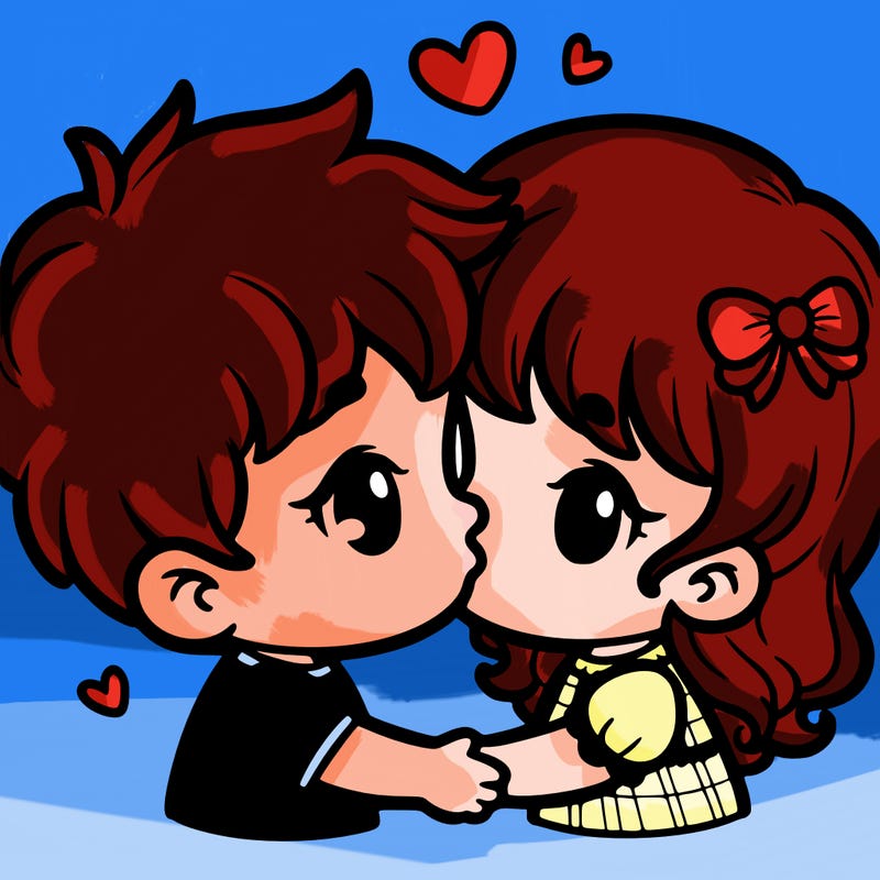 boy and girl kissing