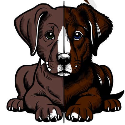 realistic dog split picture