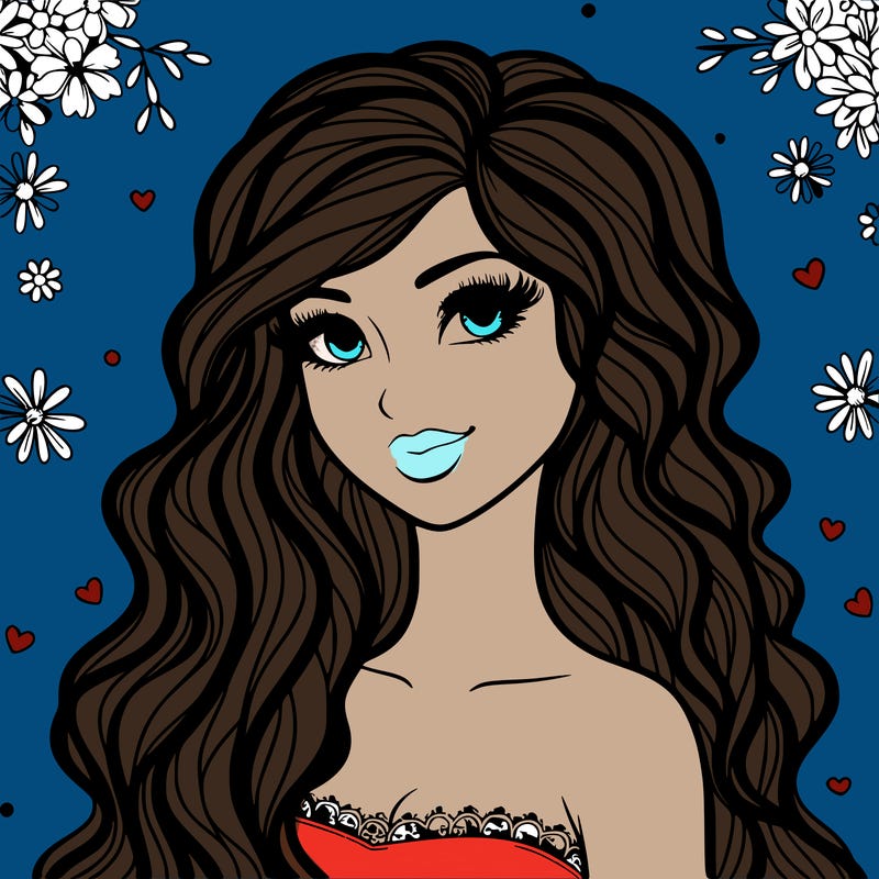 pretty woman with long wavy hair