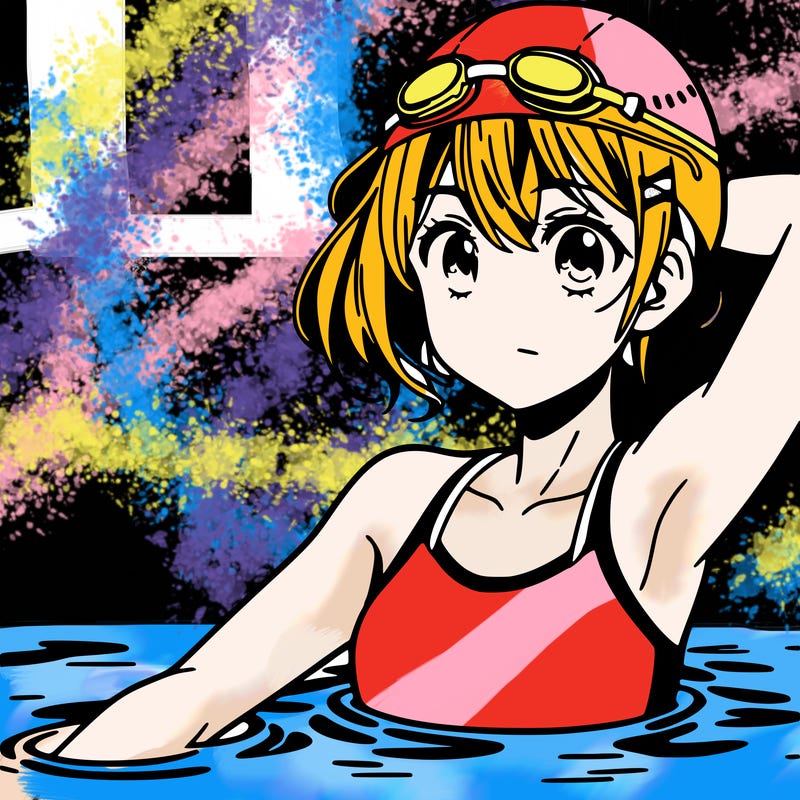 sporty swimming anime girl